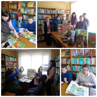Учащиеся центра с работниками библиотеки и педагогами